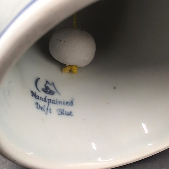 Vintage Hand Painted Delft Blue Dutch Boy Porcelain Bell - 5" Tall - Holland - Picture 8 of 9